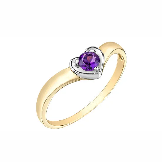10kt Yellow Gold Amethyst Heart Shaped Stackable Band Chi Chi Designs Rings