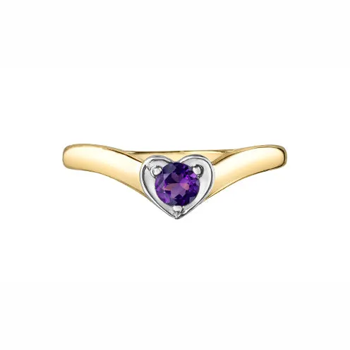 10kt Yellow Gold Amethyst Heart Shaped Stackable Band Chi Chi Designs Rings