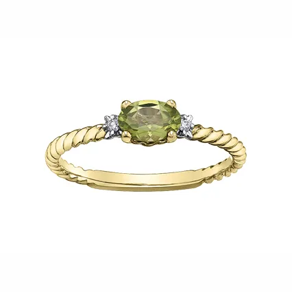 10kt Yellow Gold Peritdot and Diamond Stackable Ring Independent Jewellers Rings