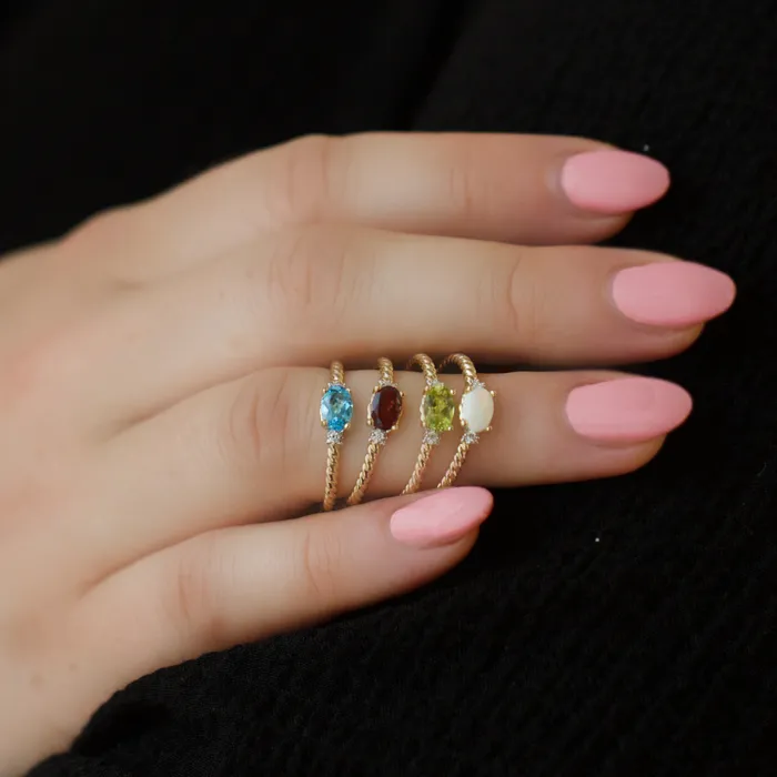 10kt Yellow Gold Peritdot and Diamond Stackable Ring Independent Jewellers Rings 10kt Yellow Gold Peritdot and Diamond Stackable Ring Independent Jewellers Rings