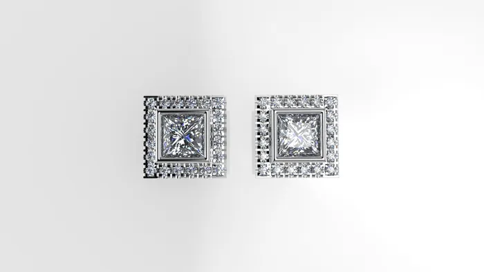 14k Gold Earrings with 42 STONES VS1 Stt Bezel Cut Split Princess Style Jcm 21 jewelry Earrings