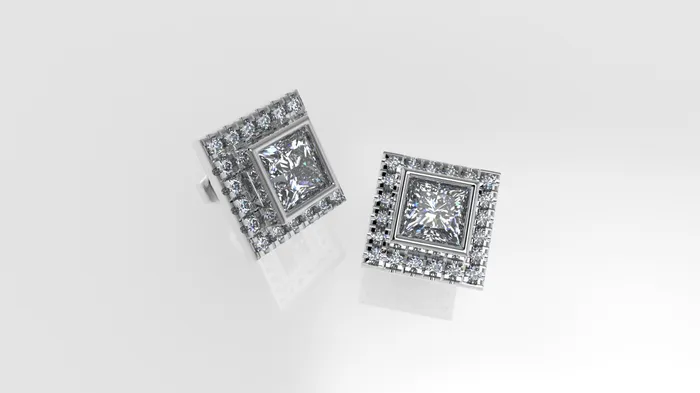 14k Gold Earrings with 42 STONES VS1 Stt Bezel Cut Split Princess Style Jcm 21 jewelry Earrings