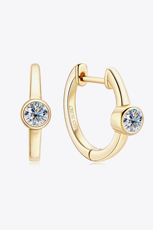 18k GoldPlated Inlaid Moissanite Huggie Earrings Trendsi Earrings