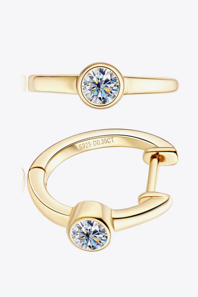 18k GoldPlated Inlaid Moissanite Huggie Earrings Trendsi Earrings