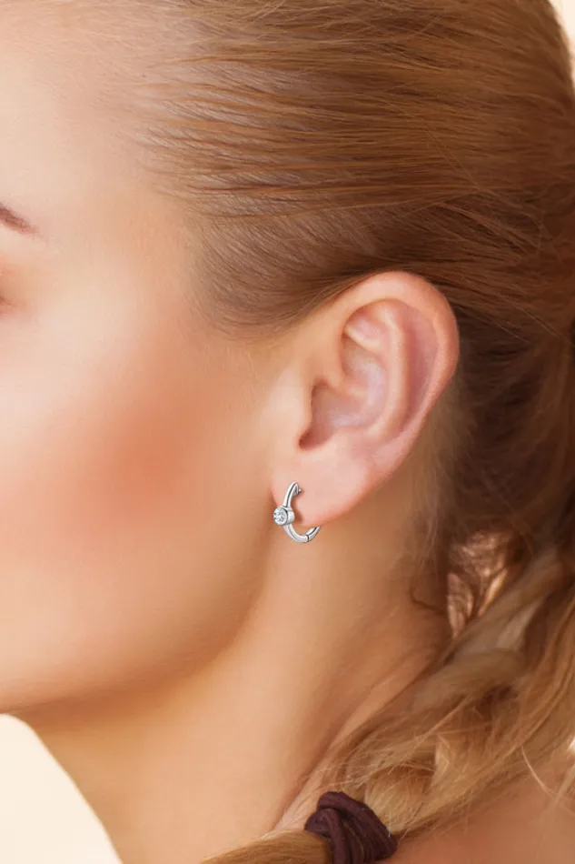 18k GoldPlated Inlaid Moissanite Huggie Earrings Trendsi Earrings