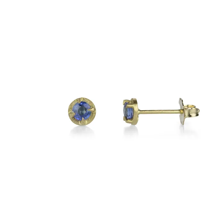 Annie Fensterstock Earrings Prong Set Blue Sapphire Stud Earrings Annie Fensterstock Earrings Prong Set Blue Sapphire Stud Earrings