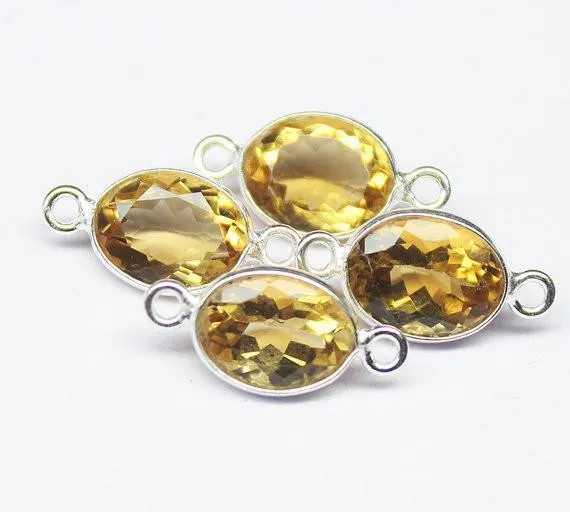 Beads Supplies USA Rings Citrine 925 Sterling Silver Oval Connector Bezel Finding 131415mm