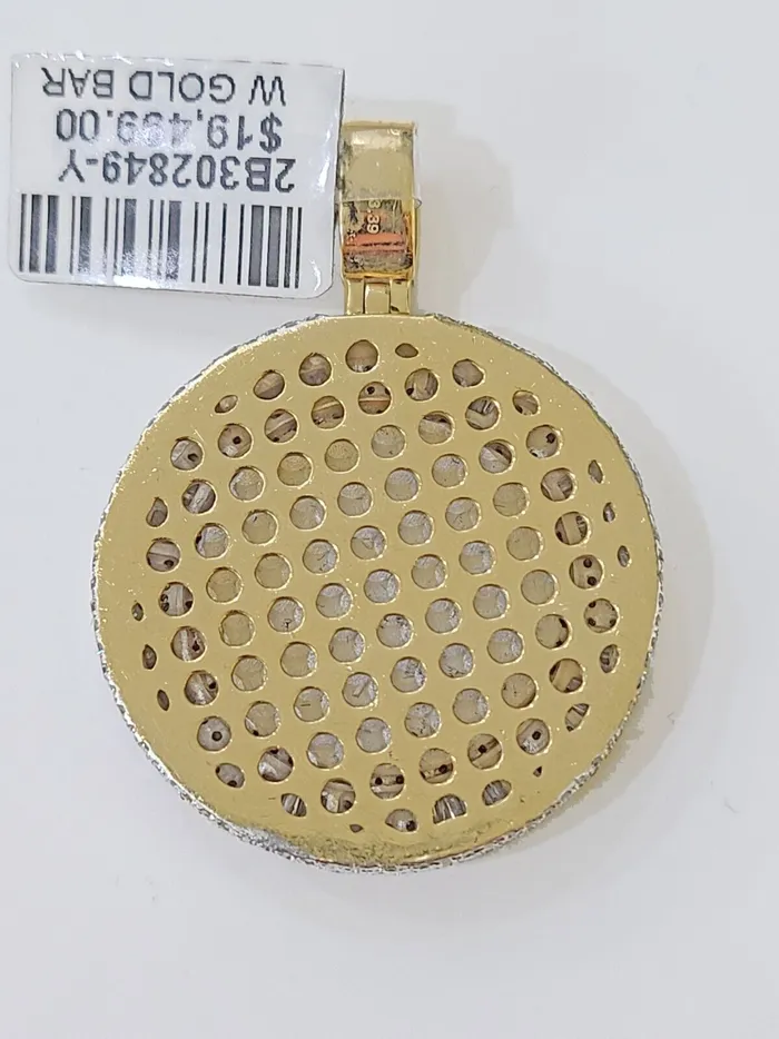 Charm Necklaces 14k Real Yellow Gold And Diamond Circular Charm Pendant 339CT Gold and Diamond