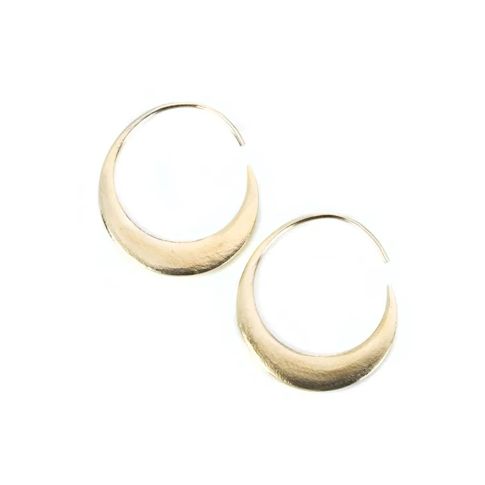 Earrings 14k Yellow Gold Mini Crescent Hoop Earrings Nicole Landaw