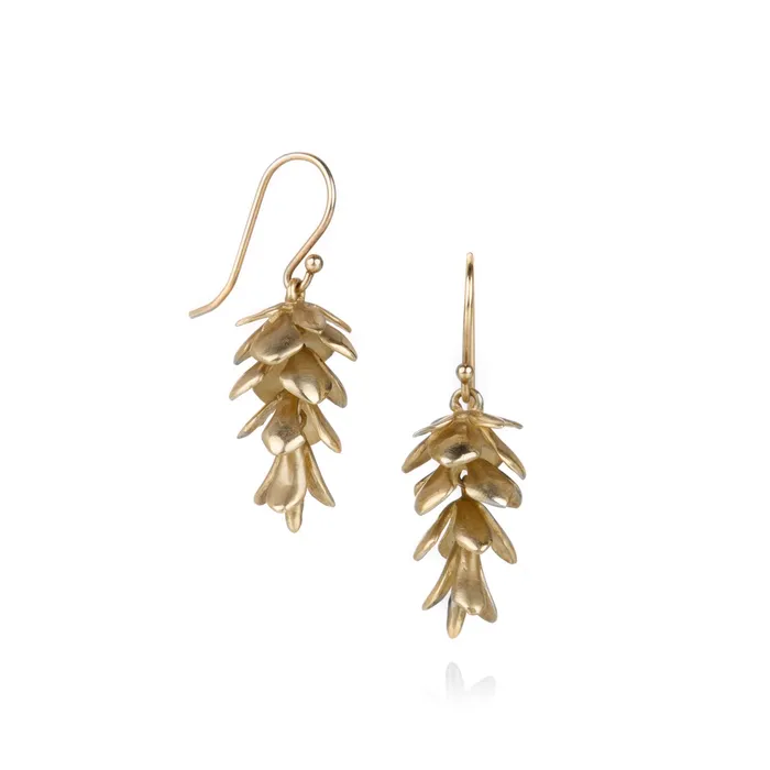 Earrings Annette Ferdinandsen Small Yellow Gold Pinecone Earrings
