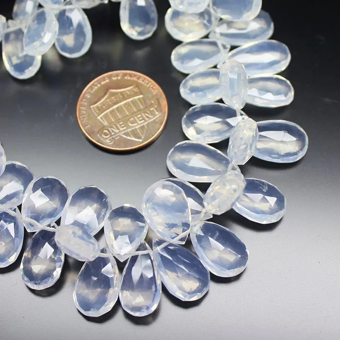Earrings Beads Supplies USA Natural White Ice Quartz Faceted Pear Drop Beads 7mm 10mm 8inches Earrings Beads Supplies USA Natural White Ice Quartz Faceted Pear Drop Beads 7mm 10mm 8inches