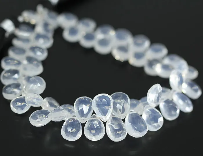 Earrings Beads Supplies USA Natural White Ice Quartz Faceted Pear Drop Beads 7mm 10mm 8inches