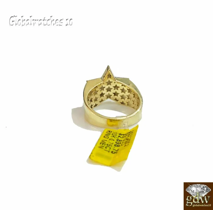 Earrings Gold and Diamond 10k Gold Mens Diamond Ring and Earring Set Star Shaped Ring and Earring Real