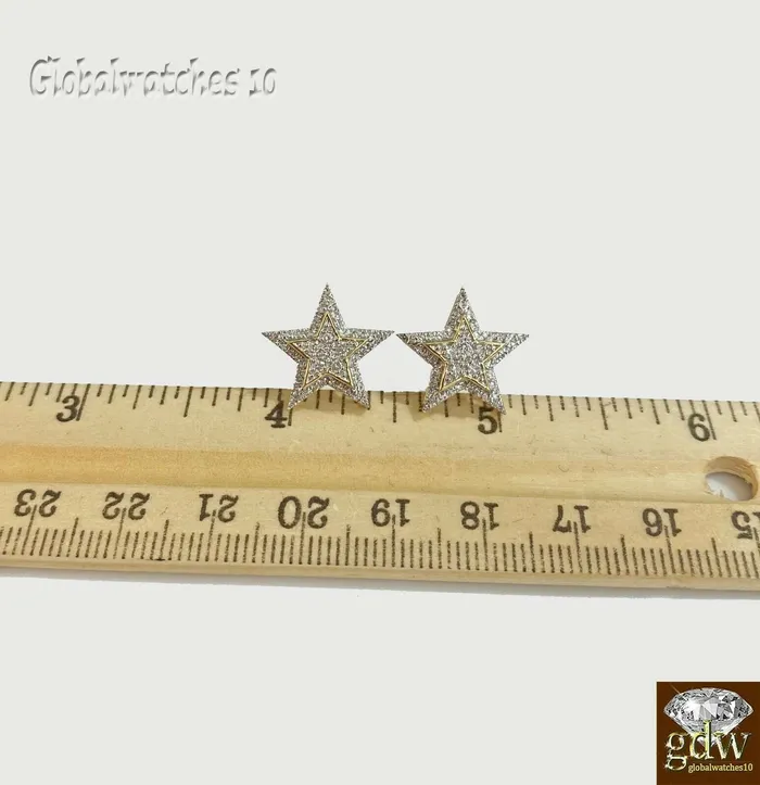 Earrings Gold and Diamond 10k Gold Mens Diamond Ring and Earring Set Star Shaped Ring and Earring Real