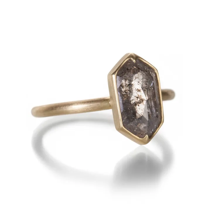 Gabriella Kiss Rings Hexagonal Lacy Gray Diamond Ring