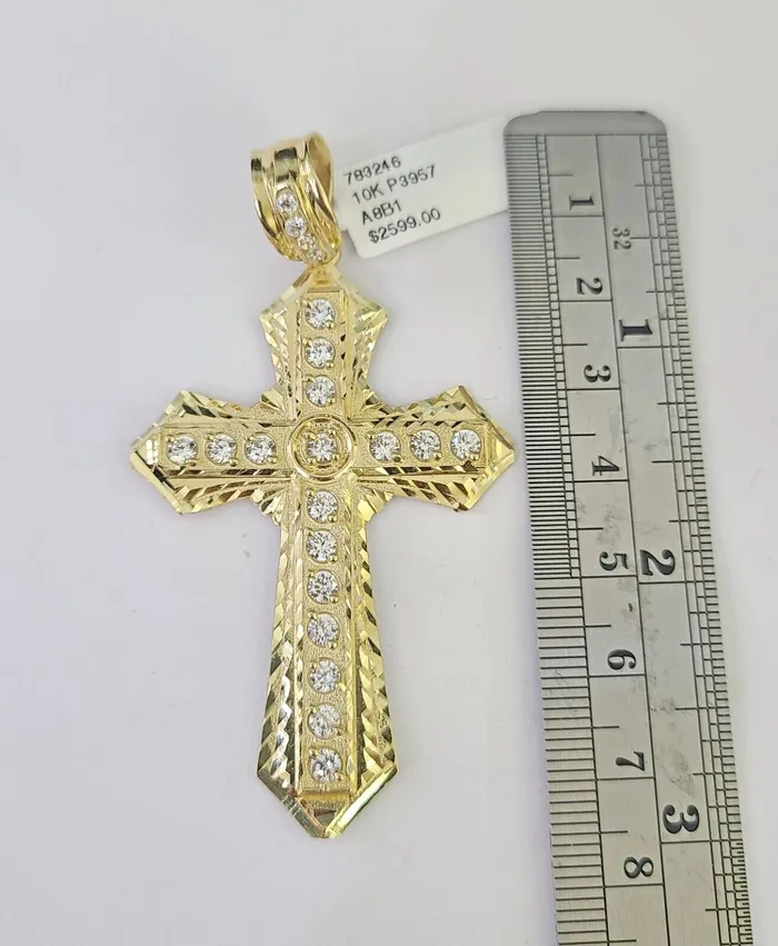 Gold and Diamond Necklaces 10K Franco Chain Jesus Cross Pendant Charm Necklace 2026 5mm Gold SET Yellow