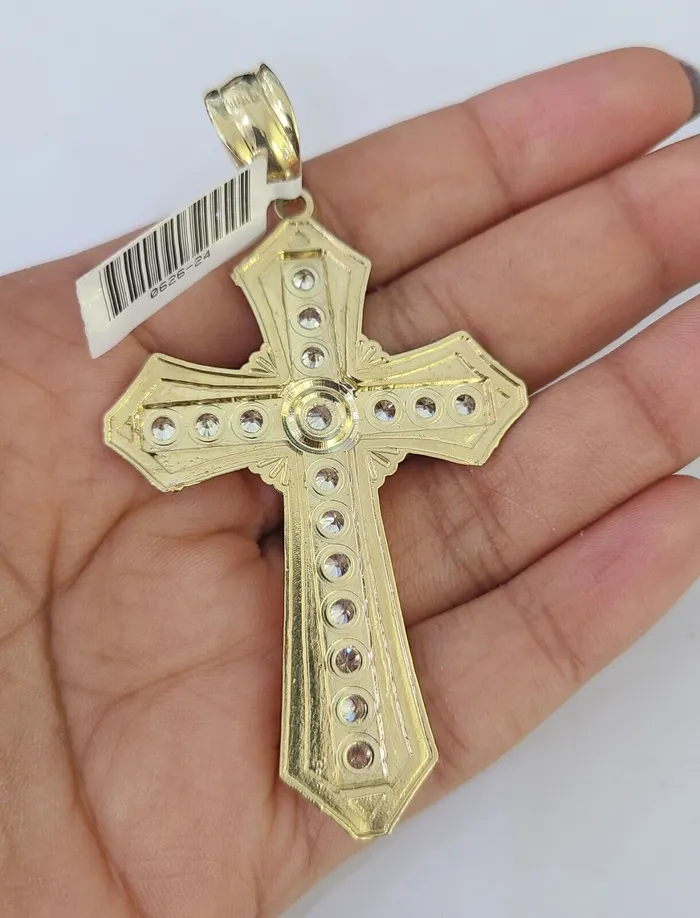 Gold and Diamond Necklaces 10K Franco Chain Jesus Cross Pendant Charm Necklace 2026 5mm Gold SET Yellow