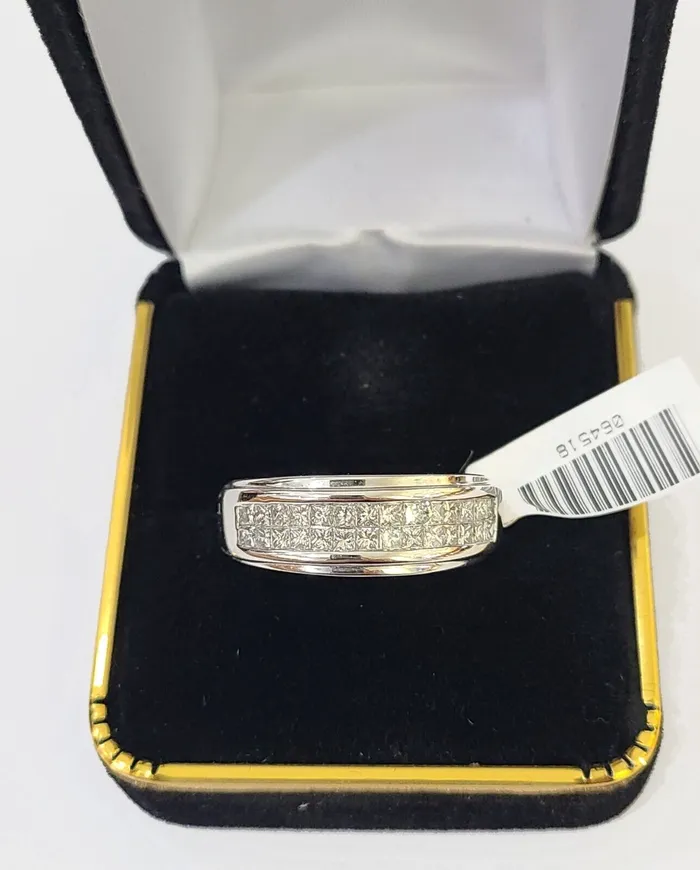 Gold and Diamond REAL 14k White Gold Diamond 2 Row Ring Size 10 Wedding Engagement Ring Rings