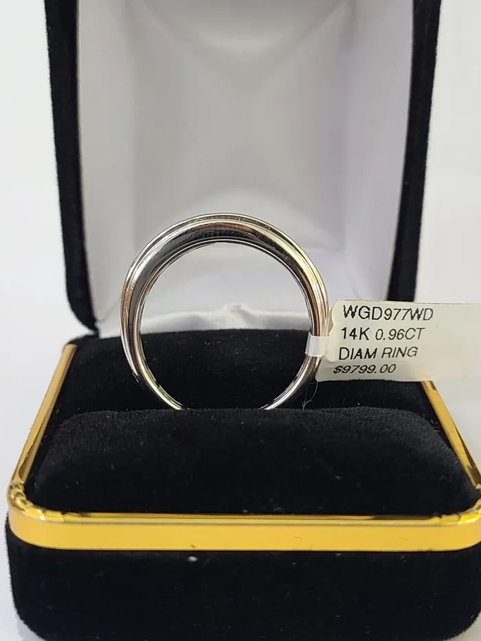 Gold and Diamond REAL 14k White Gold Diamond 2 Row Ring Size 10 Wedding Engagement Ring Rings