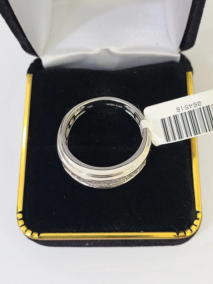 Gold and Diamond REAL 14k White Gold Diamond 2 Row Ring Size 10 Wedding Engagement Ring Rings