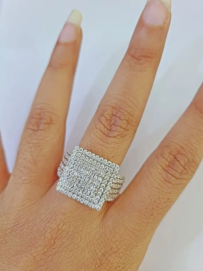 Gold and Diamond Rings Real 10k Yellow Gold Diamond Ring Square Shaped Men Engagement Wedding Ring