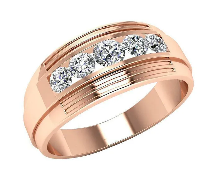 Gold and Diamond Rings REAL Men 14k Rose Gold 1CT Diamond Band Engagement Wedding Anniversary Ring 14KT
