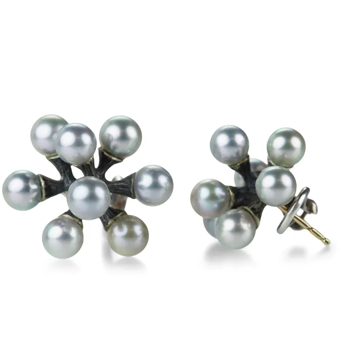 Gray Akoya Pearl Jacks Earrings John Iversen Earrings