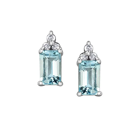 Independent Jewellers 10kt White Gold Aquamarine and Diamond Stud Earrings Earrings Independent Jewellers 10kt White Gold Aquamarine and Diamond Stud Earrings Earrings