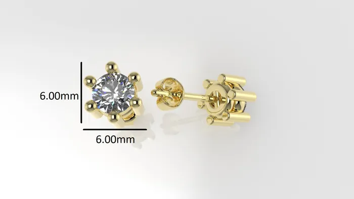 Jcm 21 jewelry 14k Gold Earrings with 2 DIAMONDS 050ct VS1 STT 6Prong Push Back Earrings