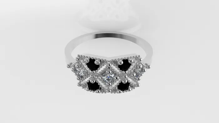 JCM DESIGN JEWELRY 14K Ring with 4 BLACK DIAMONDS 3 DIAMONDS Stt Prong FILIGREE Rings