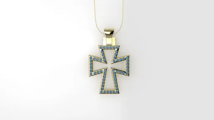 JCM DESIGN JEWELRY Necklaces 14K Pendant with 58 Blue Topaz 1mm each Cross Style Only Pendant JCM DESIGN JEWELRY Necklaces 14K Pendant with 58 Blue Topaz 1mm each Cross Style Only Pendant