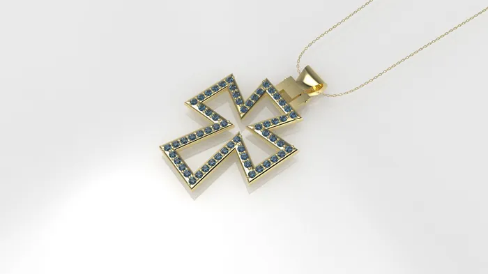 JCM DESIGN JEWELRY Necklaces 14K Pendant with 58 Blue Topaz 1mm each Cross Style Only Pendant