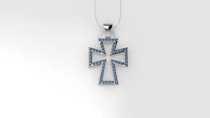 JCM DESIGN JEWELRY Necklaces 14K Pendant with 58 Blue Topaz 1mm each Cross Style Only Pendant