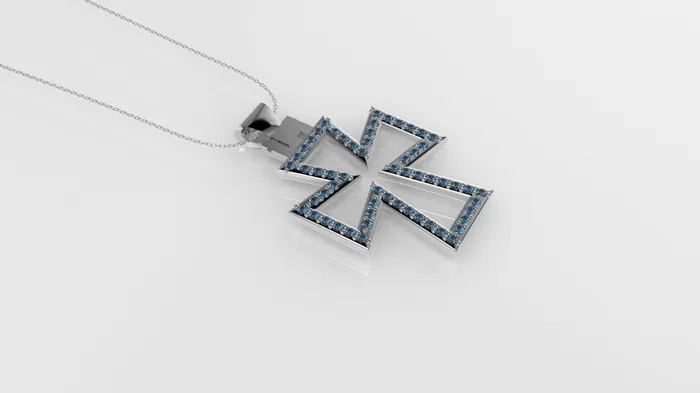 JCM DESIGN JEWELRY Necklaces 14K Pendant with 58 Blue Topaz 1mm each Cross Style Only Pendant