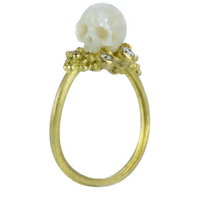 Lene Vibe Rings White Pearl Skull Ring