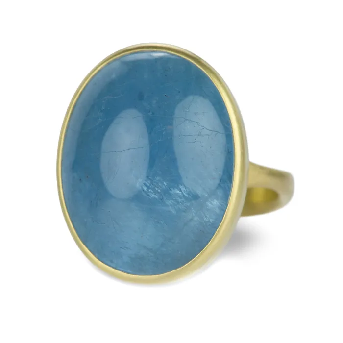 Lola Brooks Rings 18k Oval Aquamarine Ring