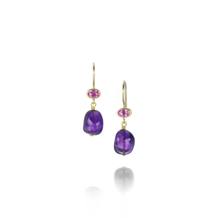 Mallary Marks Earrings Pink Sapphire and Amethyst Apple Eve Earrings