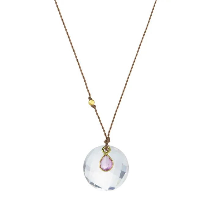 Margaret Solow Rose Quartz and Sapphire Pendant Necklace Necklaces