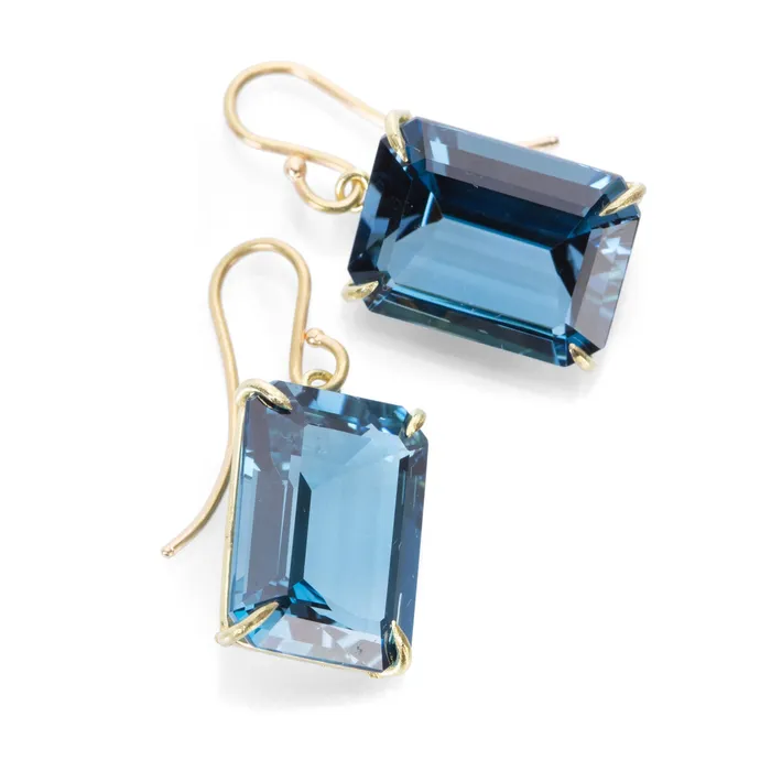 Medium Emerald Cut London Blue Topaz Earrings Rosanne Pugliese Earrings