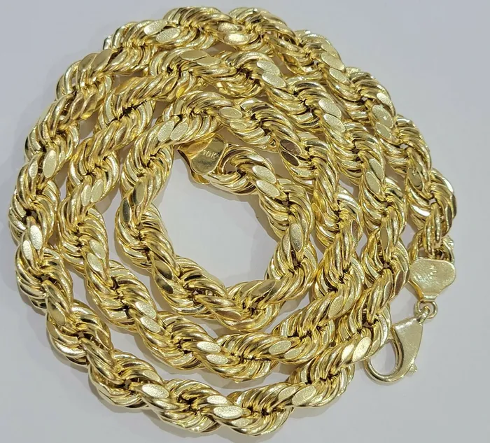 Necklaces 10K Solid Gold Rope Chain Mens Necklace 10mm Length 22 24 26 28 Inch HEAVY Gold and Diamond Necklaces 10K Solid Gold Rope Chain Mens Necklace 10mm Length 22 24 26 28 Inch HEAVY Gold and Diamond