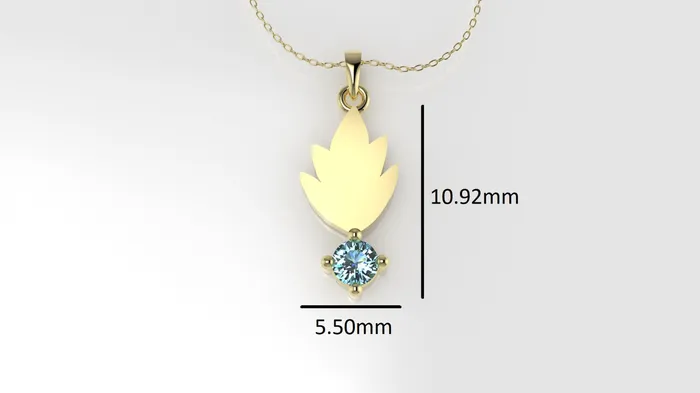 Necklaces JCM DESIGN JEWELRY 14K Pendant with 1 Aquamarine 25mm includes 18 inch Chain fire flame figure
