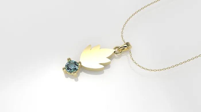 Necklaces JCM DESIGN JEWELRY 14K Pendant with 1 Aquamarine 25mm includes 18 inch Chain fire flame figure