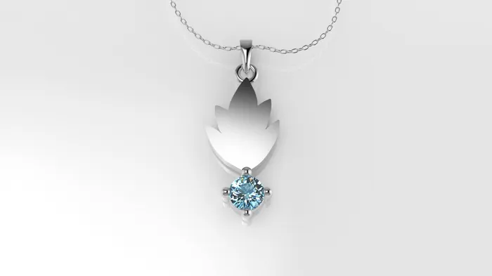 Necklaces JCM DESIGN JEWELRY 14K Pendant with 1 Aquamarine 25mm includes 18 inch Chain fire flame figure