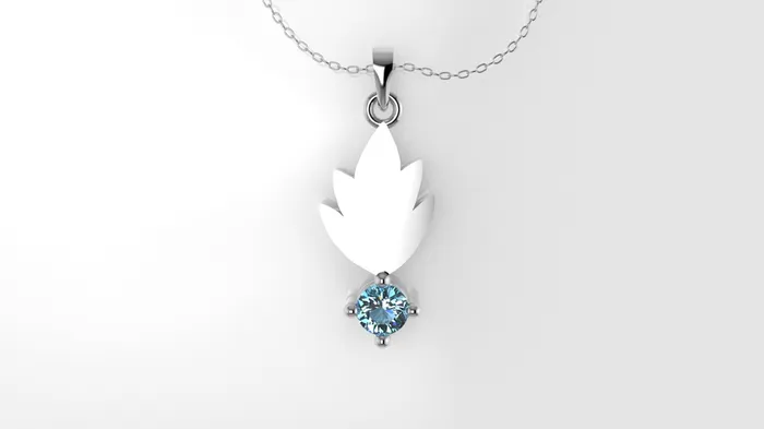 Necklaces JCM DESIGN JEWELRY 14K Pendant with 1 Aquamarine 25mm includes 18 inch Chain fire flame figure
