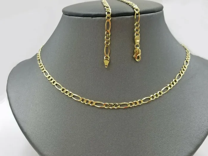 Necklaces REAL 10k Yellow Gold Figaro Link Chain 35mm Necklace 16 26 Lobster 10kt Gold and Diamond Necklaces REAL 10k Yellow Gold Figaro Link Chain 35mm Necklace 16 26 Lobster 10kt Gold and Diamond