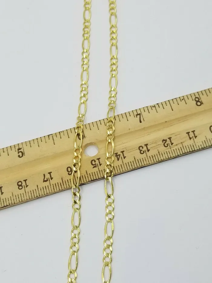 Necklaces REAL 10k Yellow Gold Figaro Link Chain 35mm Necklace 16 26 Lobster 10kt Gold and Diamond