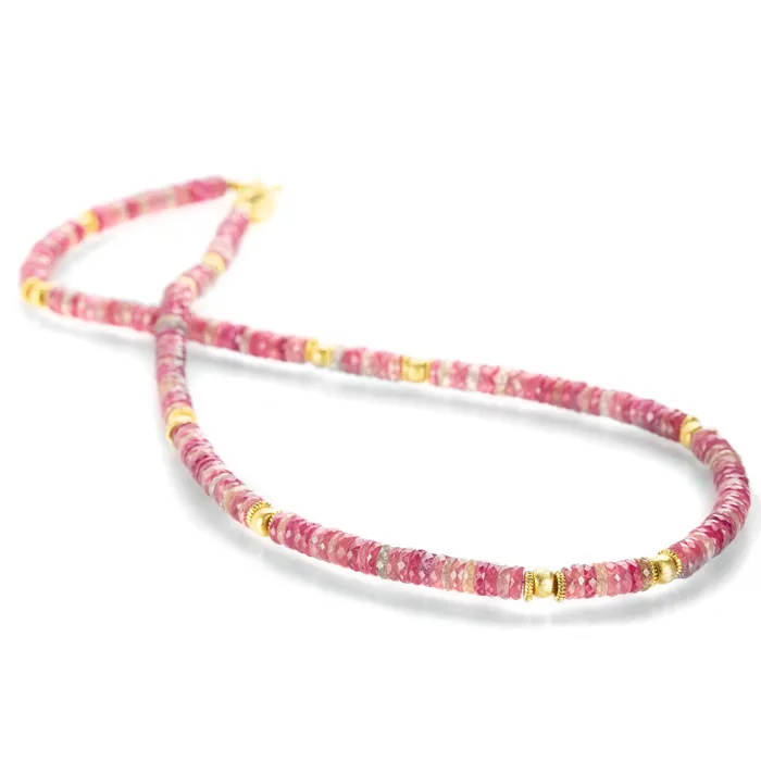 Pink Sapphire Rondelle Bead Necklace Barbara Heinrich Necklaces