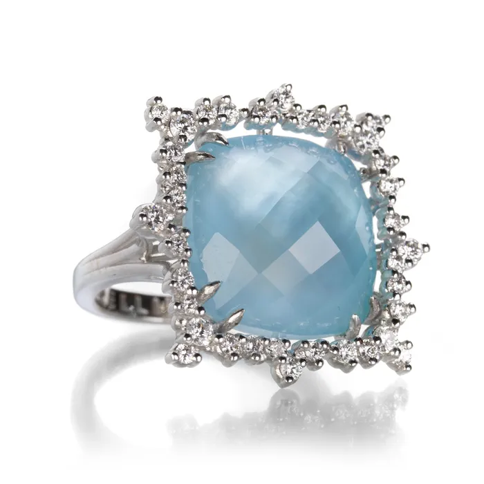 Rings Paul Morelli Blue Topaz Checkerboard Ring