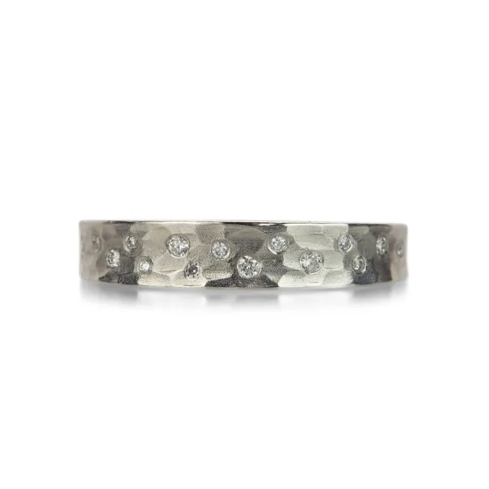 Rings Platinum Carved Glacier Band with Diamonds Barbara Heinrich