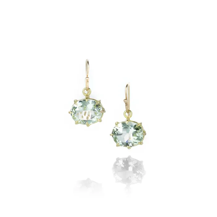 Rosanne Pugliese Earrings Faceted Green Amethyst Drop Earrings